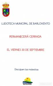 Ludoteca Municipal de Barlovento permanecerá cerrada el viernes 30 de septiembre 