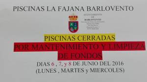 Piscinas La Fajana cerradas por mantenimiento 6, 7 y 8 de junio