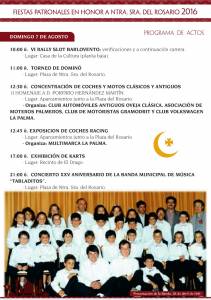 Programa de Actos de las Fiestas Patronales en Honor a Ntra. Sra. del Rosario 2016