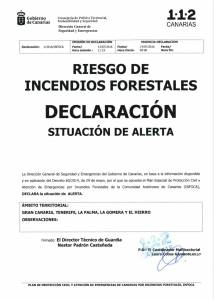 Situación de Alerta por Riesgo de Incendios Forestales 13 de julio 2016