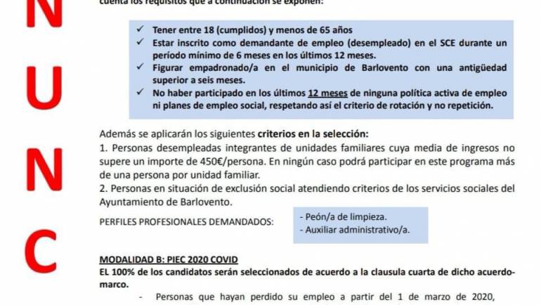 PRESELECCIÓN DE LAS PERSONAS CANDIDATOS/AS A PARTICIPAR EN EL PROGRAMA EXTRAORDINARIO DE EMPLEO (PEE) 2020-2021