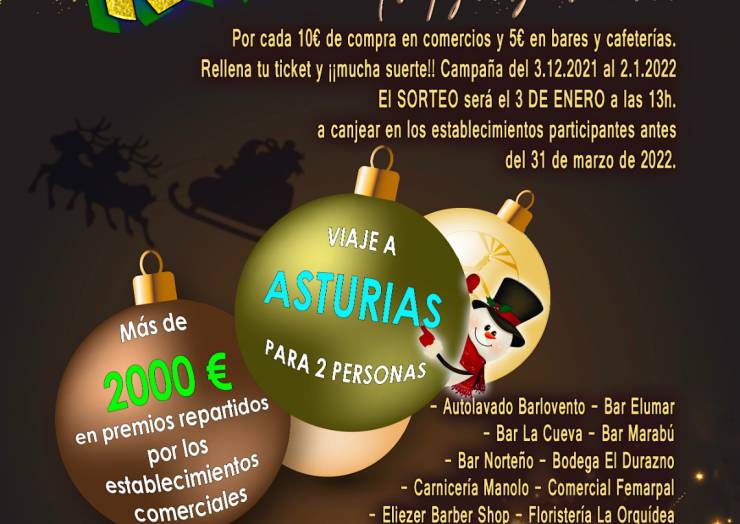 Barlovento inicia la Campaña Comercial de Navidad con 2.100€ en premios y un viaje a Asturias para dos personas