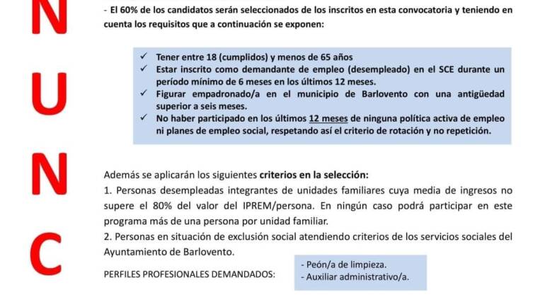 PLAN DE EMPLEO SOCIAL BARLOVENTO PES 2023 – 2024