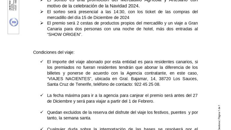 BASES DEL SORTEO CAMPAÑA ESPECIAL MERCADILLO NAVIDEÑO 2024