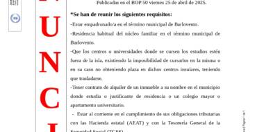 CONVOCATORIA DE AYUDAS A ESTUDIANTES QUE RESIDAN O HAYAN RESIDIDO  FUERA DE LA ISLA EN EL CURSO ACADÉMICO 2024-2025.