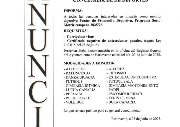 El Ayuntamiento de Barlovento informa: