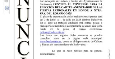 CONCURSO PARA LA ELECCIÓN DEL CARTEL ANUNCIADOR DE LAS FIESTAS PATRONALES EN HONOR NTRA. SRA. DEL ROSARIO 2025