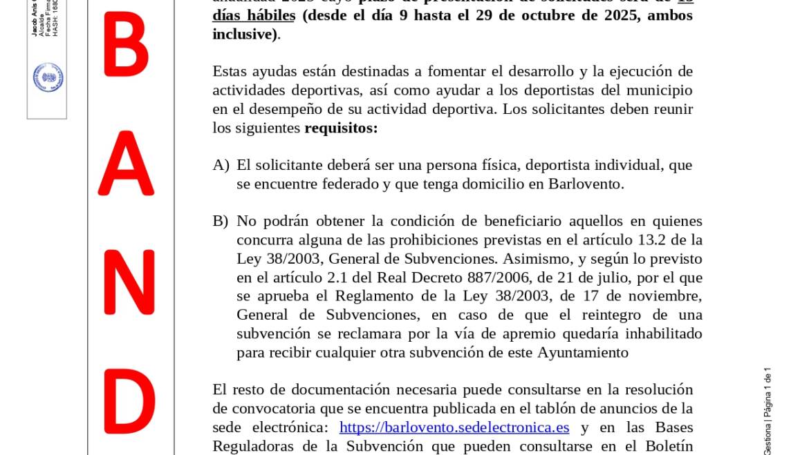 Convocatoria de ayudas a deportistas individuales por concurrencia competitiva. Anualidad 2025.