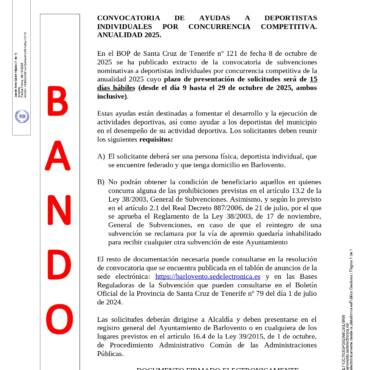 Convocatoria de ayudas a deportistas individuales por concurrencia competitiva. Anualidad 2025.
