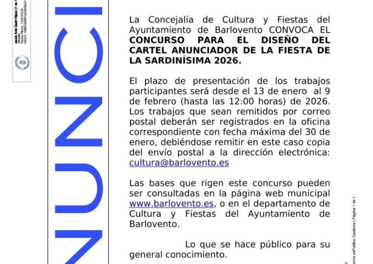 CONCURSO DISEÑO CARTEL FIESTA SARDINÍSIMA 2026