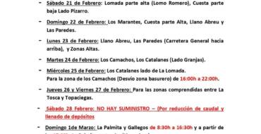 CUADRANTE INFORMATIVO DEL AGUA DE RIEGO DEL 20 DE FEBRERO AL 04 DE MARZO 2026