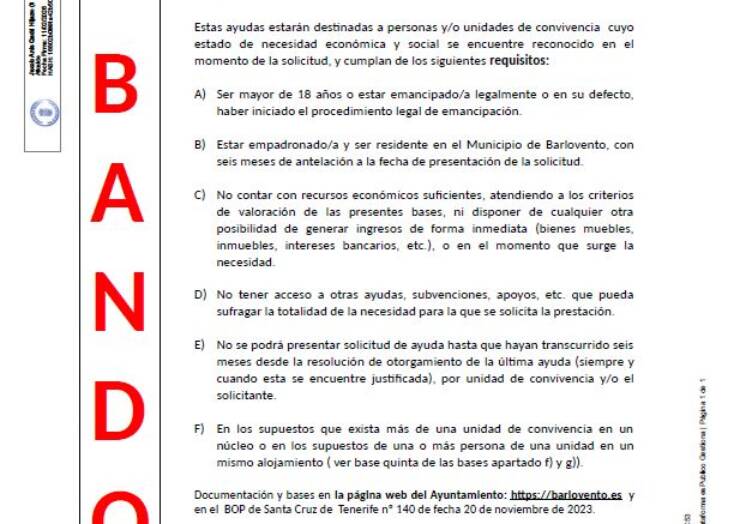 CONVOCATORIA DE AYUDAS ECONOMICAS DE EMERGENCIA SOCIAL 2026