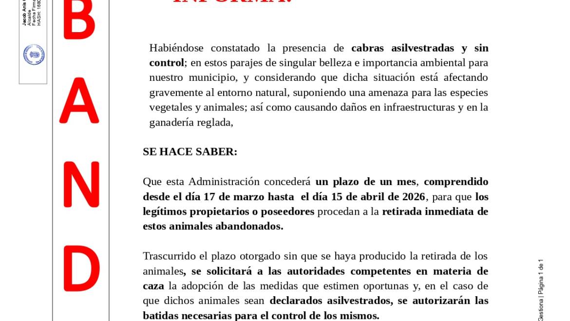 EL AYUNTAMIENTO DE BARLOVENTO INFORMA: