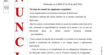 CONVOCATORIA DE AYUDAS A ESTUDIANTES QUE RESIDAN O HAYAN RESIDIDO FUERA DE LA ISLA EN EL CURSO 2025-2026.