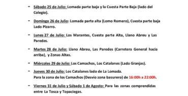 CUADRANTE INFORMATIVO DEL AGUA DE RIEGO DEL  25 DE JULIO AL 03 DE AGOSTO.