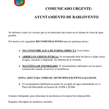 EL AYUNTAMIENTO DE BARLOVENTO INFORMA: