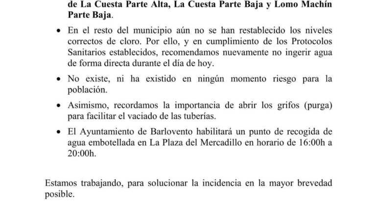 AYUNTAMIENTO DE BARLOVENTO INFORMA: