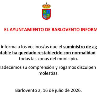 AYUNTAMIENTO DE BARLOVENTO INFORMA: